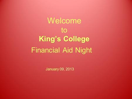 January 09, 2013. Financial Aid Financial Aid is assistance to help students fund their education. It can take the form of: Scholarships Grants Loans.