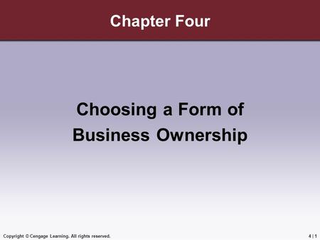 Choosing a Form of Business Ownership