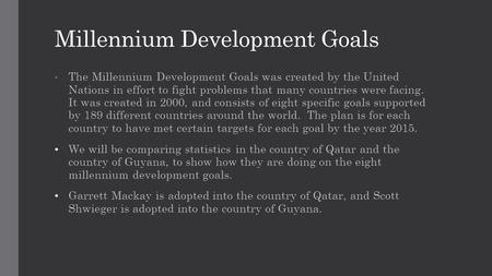 Millennium Development Goals