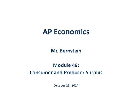 Consumer and Producer Surplus