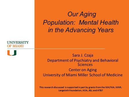 Our Aging Population: Mental Health in the Advancing Years