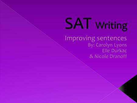  Checks ability to edit sentences  Identify the best choice for stating the underlined portion of the sentence.