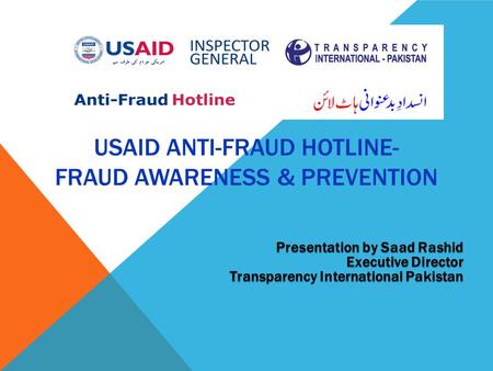 USAID ANTI-FRAUD HOTLINE- FRAUD AWARENESS & PREVENTION.