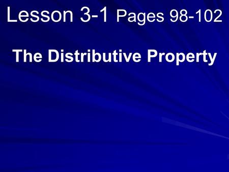 The Distributive Property