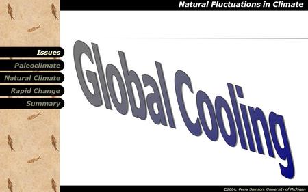 Natural Fluctuations in Climate Natural Climate Summary Rapid Change Issues Paleoclimate ©2004, Perry Samson, University of Michigan.
