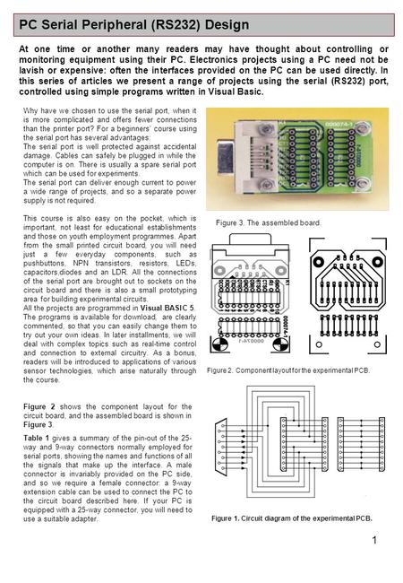 1 Why have we chosen to use the serial port, when it is more complicated and offers fewer connections than the printer port? For a beginners’ course using.