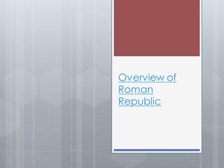 Overview of Roman Republic. Main Idea 1: Disorder in the Roman Republic created an opportunity for Julius Caesar to gain power. Many people became unhappy.