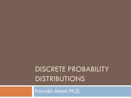 Discrete Probability Distributions