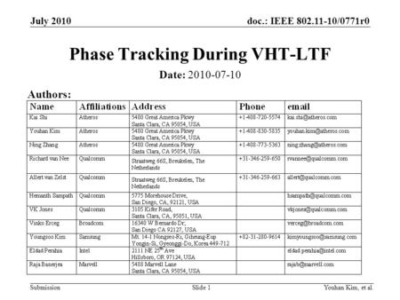 Phase Tracking During VHT-LTF