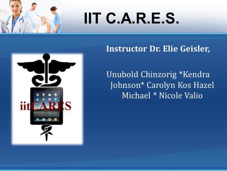 Instructor Dr. Elie Geisler, Unubold Chinzorig *Kendra Johnson* Carolyn Kos Hazel Michael * Nicole Valio IIT C.A.R.E.S.