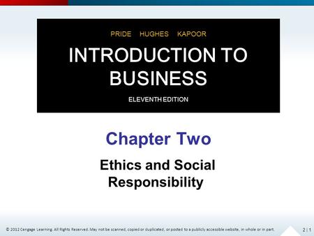 © 2012 Cengage Learning. All Rights Reserved. May not be scanned, copied or duplicated, or posted to a publicly accessible website, in whole or in part.