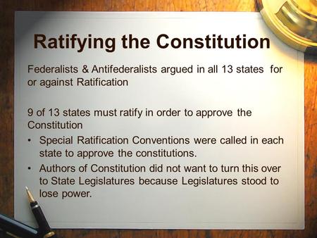 Ratifying the Constitution