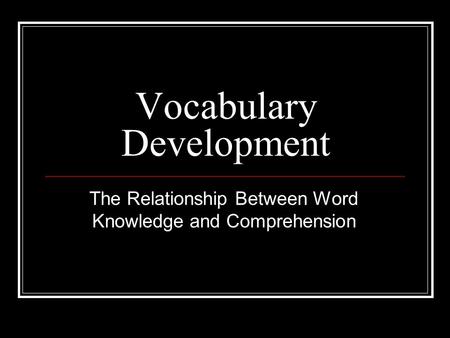 Vocabulary Development