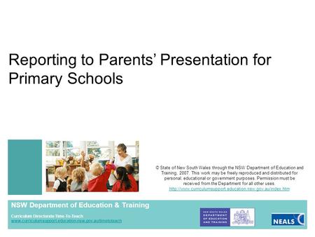 Reporting to Parents’ Presentation for Primary Schools