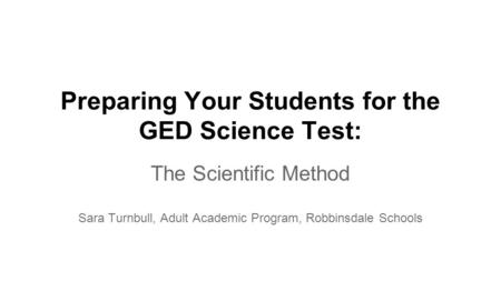 Preparing Your Students for the GED Science Test: