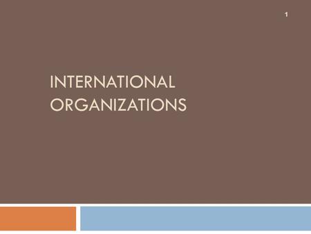 INTERNATIONAL ORGANIZATIONS 1. United Nations 2 Six U.N. Organs  Security Council  Trusteeship Council  Economic and Social Council  General Assembly.