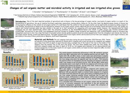 Introduction: One of the most important problem of agricultural soils in Greece is the low percentage of organic matter. Low levels of organic matter is.