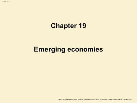 Chapter 19 Emerging economies.