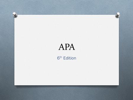 APA 6 th Edition. Running Head O Beginning in the upper lefthand corner, there is a running head of the title of the research paper.