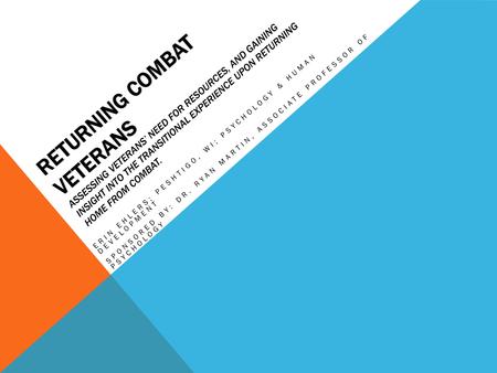RETURNING COMBAT VETERANS RETURNING COMBAT VETERANS ASSESSING VETERANS’ NEED FOR RESOURCES, AND GAINING INSIGHT INTO THE TRANSITIONAL EXPERIENCE UPON RETURNING.
