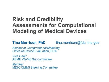 Tina Morrison, PhD Advisor of Computational Modeling