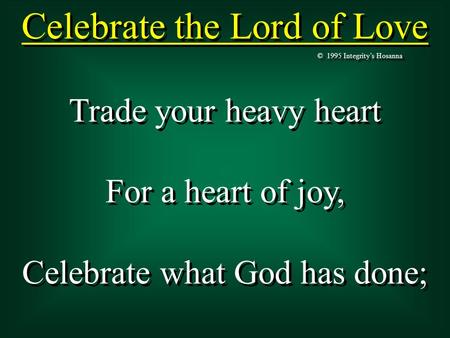 Celebrate the Lord of Love