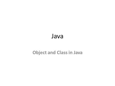 Java Object and Class in Java. Java Naming conventions A naming convention is a rule to follow as you decide what to name your identifiers e.g. class,