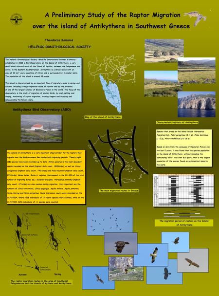 A Preliminary Study of the Raptor Migration over the island of Antikythera in Southwest Greece Antikythera Bird Observatory (ABO) The Hellenic Ornithological.