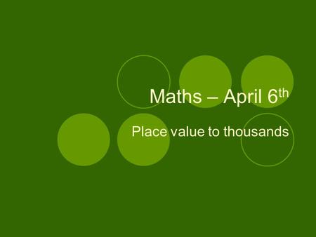 Place value to thousands