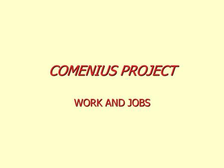 COMENIUS PROJECT WORK AND JOBS Traditionally, there have been jobs done mainly by men, and others by women BRICKLAYER.