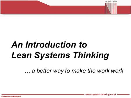 An Introduction to Lean Systems Thinking