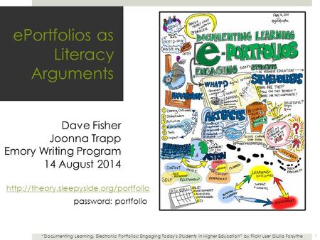 EPortfolios as Literacy Arguments “Documenting Learning. Electronic Portfolios: Engaging Today's Students in Higher Education” by Flickr user Giulia Forsythe.