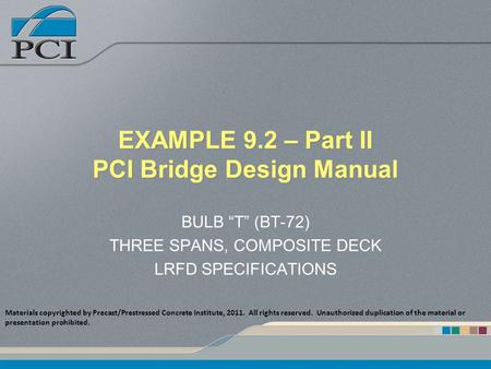 EXAMPLE 9.2 – Part II PCI Bridge Design Manual