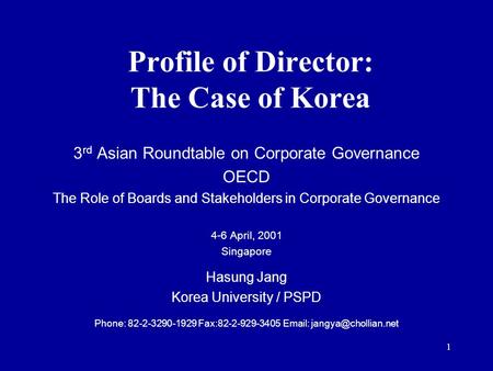 Profile of Director: The Case of Korea