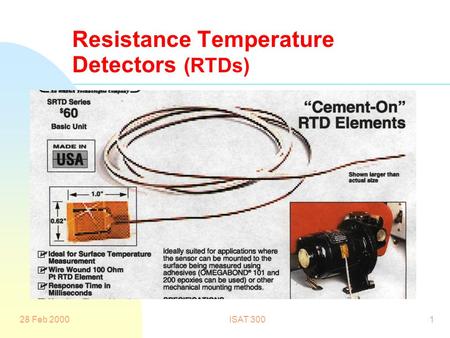 28 Feb 2000ISAT 3001 Resistance Temperature Detectors (RTDs)