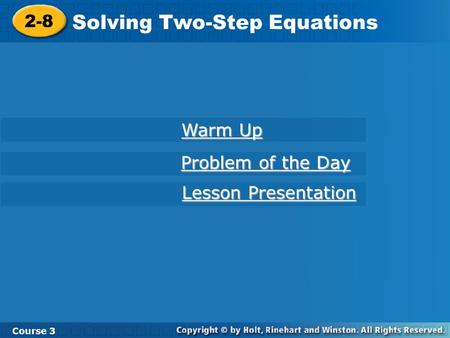 Solving Two-Step Equations