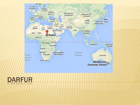 Using google maps plot the points on the map.  In groups of 3 answer:  Who rules Darfur?  Who used to rule Darfur?  What ethnic groups make up Darfur?