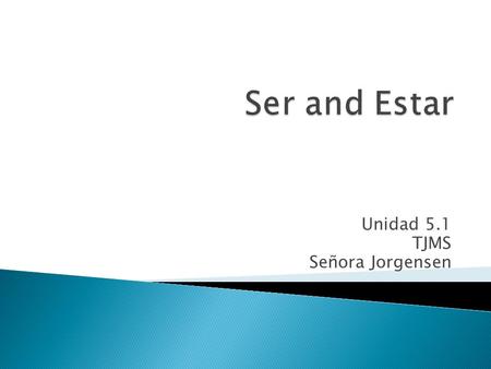 Unidad 5.1 TJMS Señora Jorgensen. Both Verbs in Spanish mean “to be”  I am happy  I am American  That house is (made of) stone.