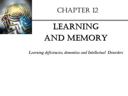 CHAPTER 12 Learning and Memory Learning deficiencies, dementias and Intellectual Disorders.