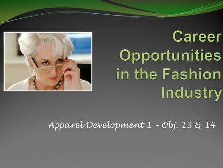 Apparel Development 1 – Obj. 13 & 14. Outline Obj. 13.01 Obj. 13.02 Career preparation 1. Education 2. Experience a. Volunteer b. Work 3. Strategies.