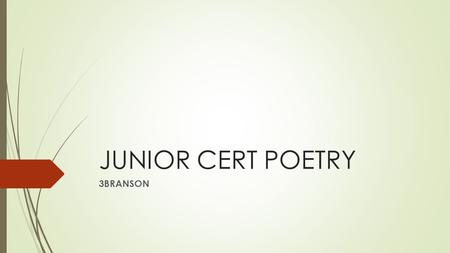 JUNIOR CERT POETRY 3BRANSON.