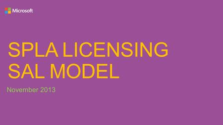 SPLA LICENSING SAL MODEL