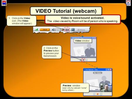 Media Bar Tutorial 1.Click on the Video icon. (The Video window will appear.) 2. Click on the Preview button to preview your transmission. Video is voice/sound.