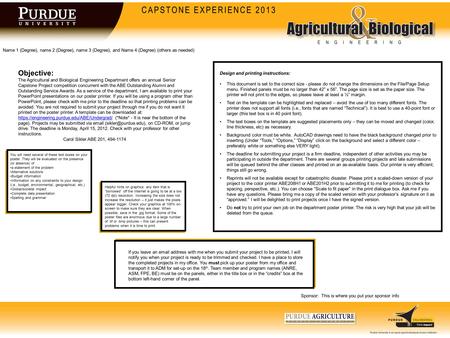 Name 1 (Degree), name 2 (Degree), name 3 (Degree), and Name 4 (Degree) (others as needed) Objective: The Agricultural and Biological Engineering Department.