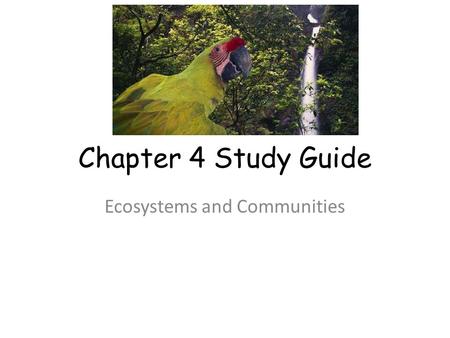 Ecosystems and Communities