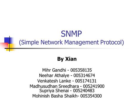 SNMP (Simple Network Management Protocol)