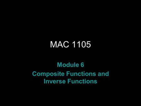 Composite Functions and Inverse Functions