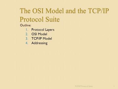 The OSI Model and the TCP/IP Protocol Suite