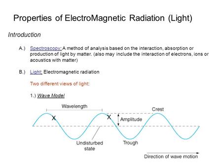 Properties of ElectroMagnetic Radiation (Light)