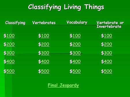 Classifying Living Things